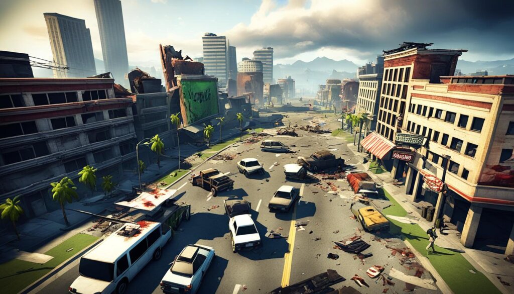 cityscape in Zombie Tsunami Game